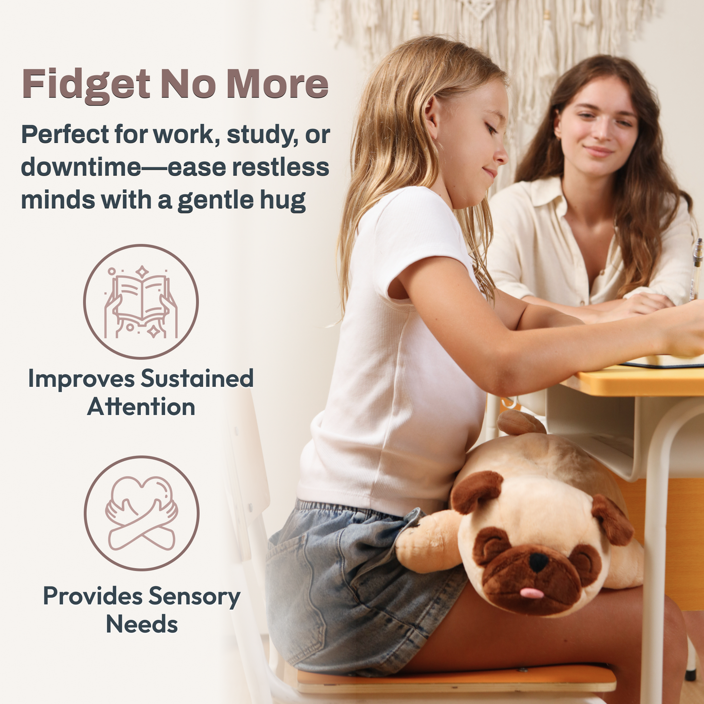 5 lbs Pug Dog Plush for Calming Cozy Comfort