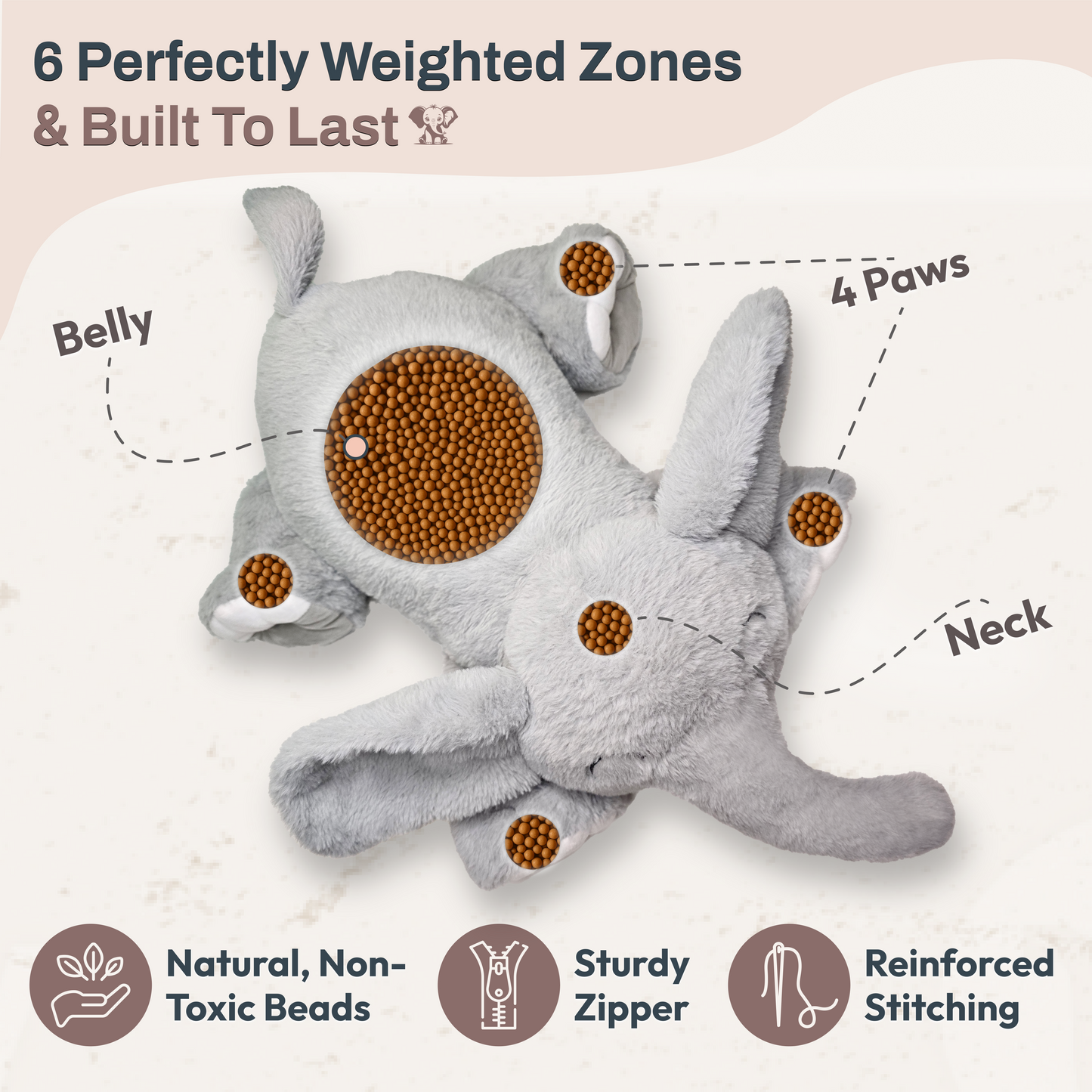 5 lbs Elephant Plush for Calming Cozy Comfort ( PRE ORDER )