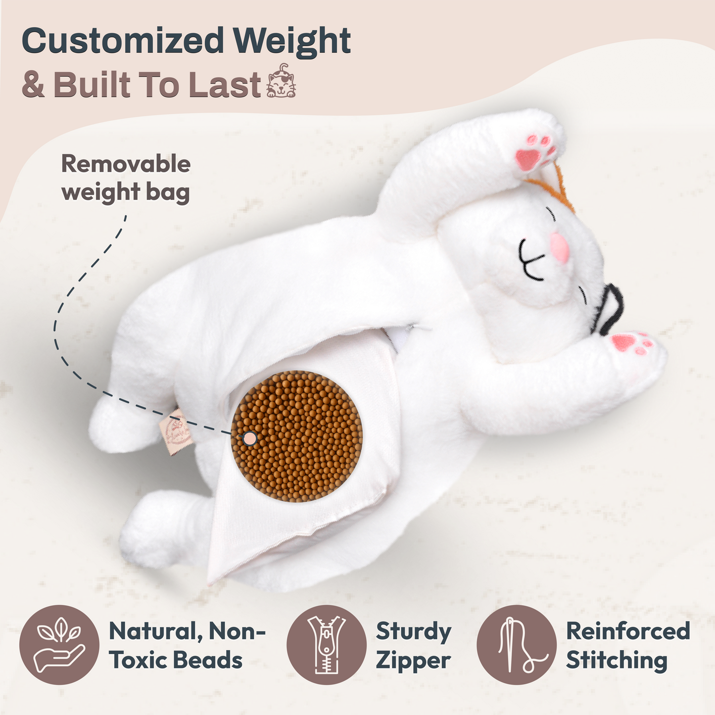 Weighted Stuffed Animals 20" | 5 lbs Calico Cat Plush for Calming Cozy Comfort