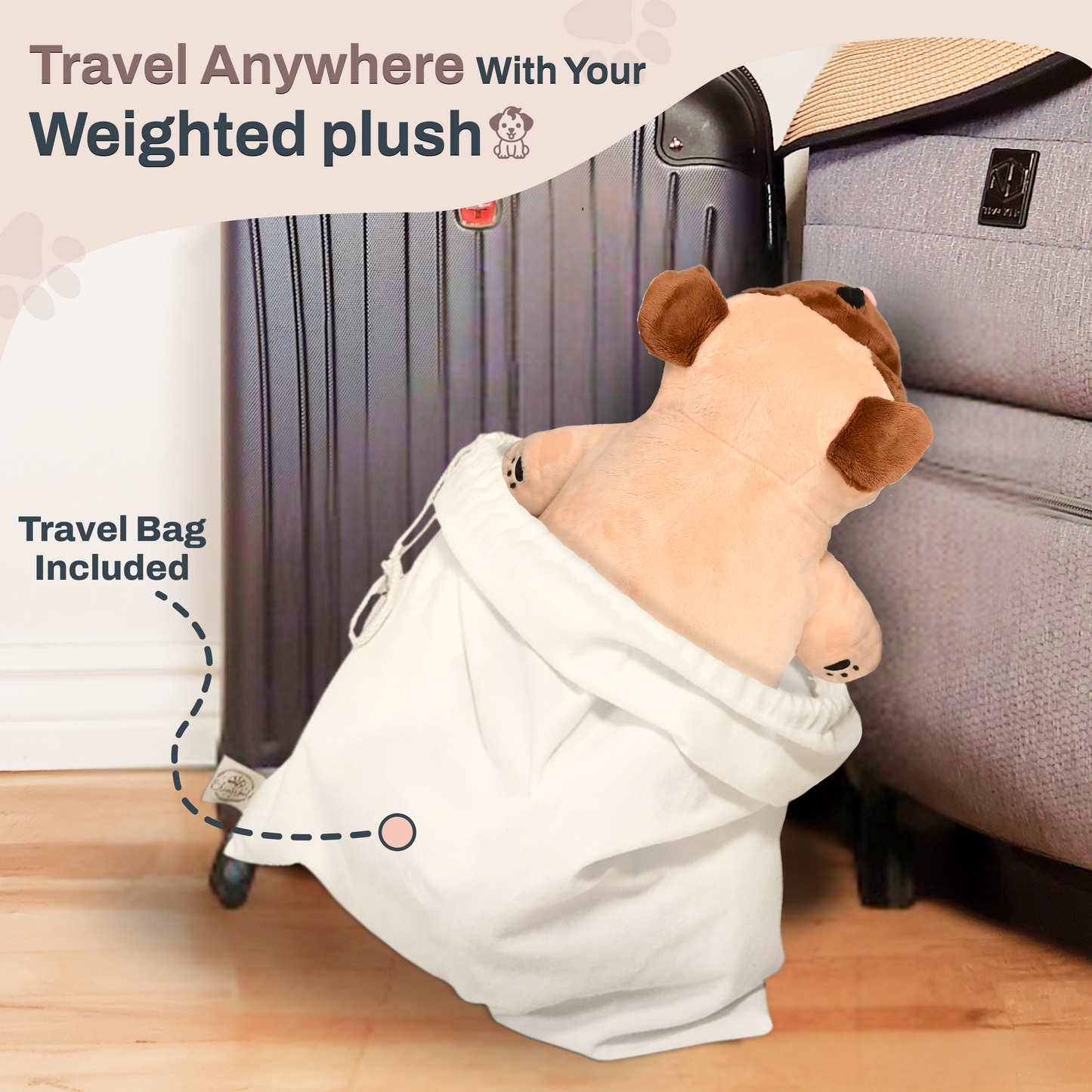 5 lbs Pug Dog Plush for Calming Cozy Comfort