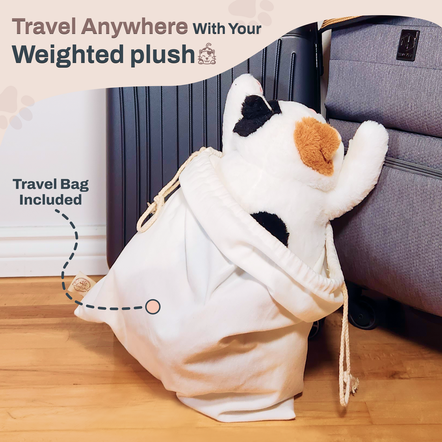 Weighted Stuffed Animals 20" | 5 lbs Calico Cat Plush for Calming Cozy Comfort