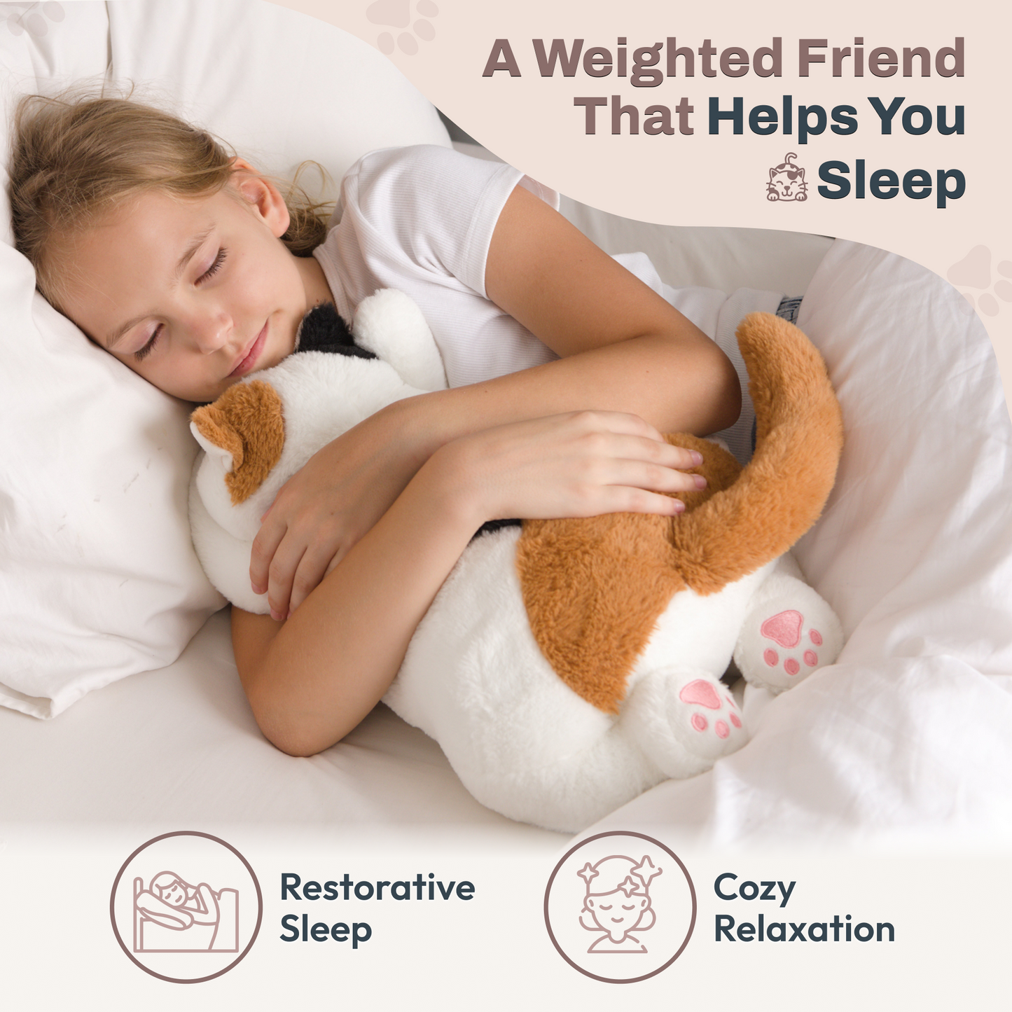 Weighted Stuffed Animals 20" | 5 lbs Calico Cat Plush for Calming Cozy Comfort