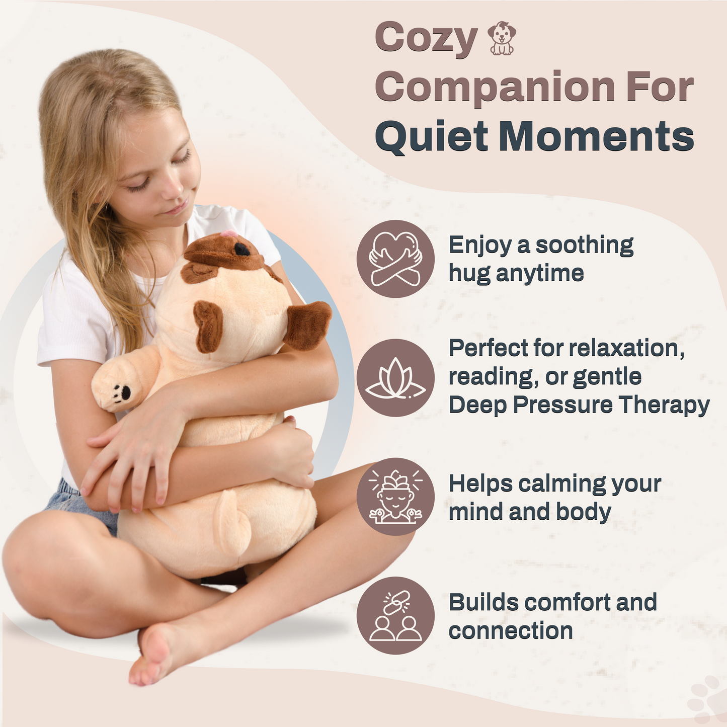 5 lbs Pug Dog Plush for Calming Cozy Comfort