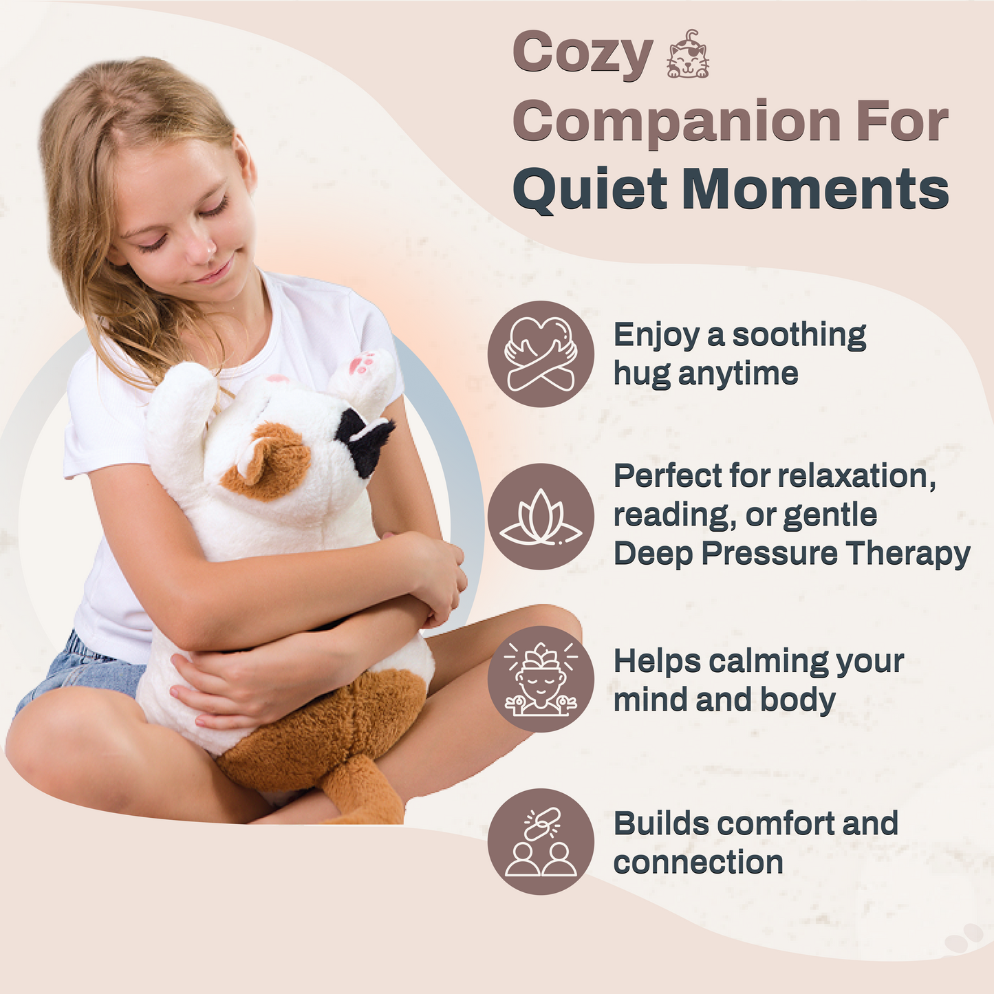 Weighted Stuffed Animals 20" | 5 lbs Calico Cat Plush for Calming Cozy Comfort